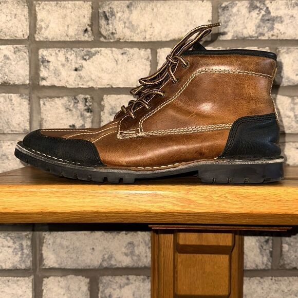 Steve Madden 11 Cognac Brown Black Genuine Leather Oricl 247 Lace up Boots - Picture 3 of 10